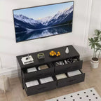 Meuble TV moderne à hauteur réglable, console multimédia avec 4 tiroirs pour salon, chambre, bureau