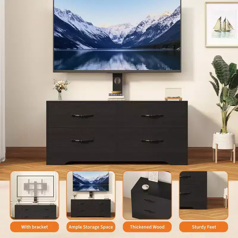 Meuble TV moderne à hauteur réglable, console multimédia avec 4 tiroirs pour salon, chambre, bureau