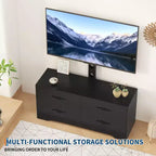 Meuble TV moderne à hauteur réglable, console multimédia avec 4 tiroirs pour salon, chambre, bureau