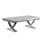 Royal Hampton Coffee Table, Faux Marble Top, Chrome Pedestal Base, 51 Inch