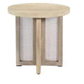 HomeRoots 22 Natural Solid Wood And Rattan Round End Table