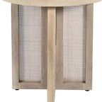 HomeRoots 22 Table d'appoint ronde en bois massif naturel et rotin