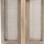 HomeRoots 22 Table d'appoint ronde en bois massif naturel et rotin
