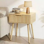 Karl Home Table de chevet de 48 cm, grain de chêne, panneaux de particules et MDF, mélamine et thermoformage, 1 tiroir, pieds hauts