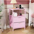 Karl Home 15 Inches Wide Nightstand - 2 Drawers, 1 Shelf, US Power Outlet - set of 2