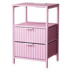 Table de chevet Karl Home de 38 cm de large - 2 tiroirs, 1 étagère, prise de courant américaine - lot de 2