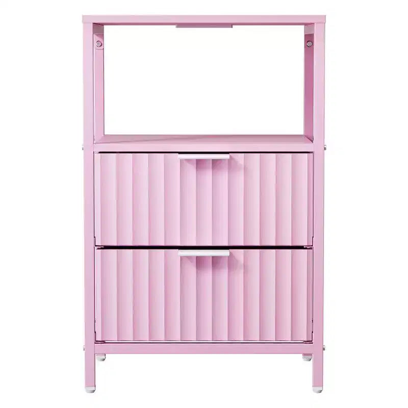 Table de chevet Karl Home de 38 cm de large - 2 tiroirs, 1 étagère, prise de courant américaine - lot de 2