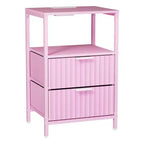 Table de chevet Karl Home de 38 cm de large - 2 tiroirs, 1 étagère, prise de courant américaine - lot de 2