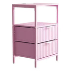 Table de chevet Karl Home de 38 cm de large - 2 tiroirs, 1 étagère, prise de courant américaine - lot de 2