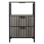 Table de chevet Karl Home de 38 cm de large - 2 tiroirs, 1 étagère, prise américaine