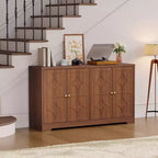 Bahut avec rangements de 55", buffet en bois à 4 portes avec étagères réglables, meuble bar à café de style ferme pour cuisine, salon, entrée