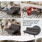 Canapé-lit convertible Dyonery Futon, Canapé-lit en lin avec mousse à mémoire de forme, Dossier et accoudoirs réglables, Petit canapé-lit multifonctionnel