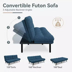 Canapé-lit convertible Dyonery Futon, Canapé-lit en lin avec mousse à mémoire de forme, Dossier et accoudoirs réglables, Petit canapé-lit multifonctionnel