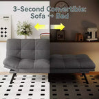 Canapé-lit convertible Dyonery Futon, Canapé-lit en lin avec mousse à mémoire de forme, Dossier et accoudoirs réglables, Petit canapé-lit multifonctionnel