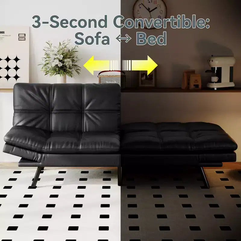 Canapé-lit convertible Dyonery Futon, Canapé-lit en lin avec mousse à mémoire de forme, Dossier et accoudoirs réglables, Petit canapé-lit multifonctionnel