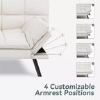 Canapé-lit convertible Dyonery Futon, Canapé-lit en lin avec mousse à mémoire de forme, Dossier et accoudoirs réglables, Petit canapé-lit multifonctionnel