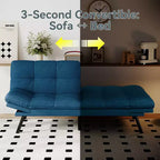 Canapé-lit convertible Dyonery Futon, Canapé-lit en lin avec mousse à mémoire de forme, Dossier et accoudoirs réglables, Petit canapé-lit multifonctionnel
