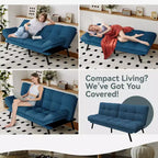 Canapé-lit convertible Dyonery Futon, Canapé-lit en lin avec mousse à mémoire de forme, Dossier et accoudoirs réglables, Petit canapé-lit multifonctionnel
