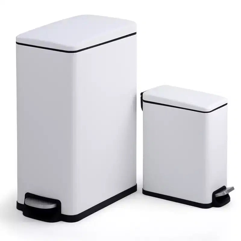 Poubelle de cuisine fine en acier inoxydable, à pédale avec couvercle à fermeture douce – Seau intérieur amovible – Poubelle rectangulaire étroite – Maison, Bureau