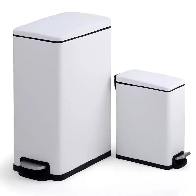 Poubelle de cuisine fine en acier inoxydable, à pédale avec couvercle à fermeture douce – Seau intérieur amovible – Poubelle rectangulaire étroite – Maison, Bureau