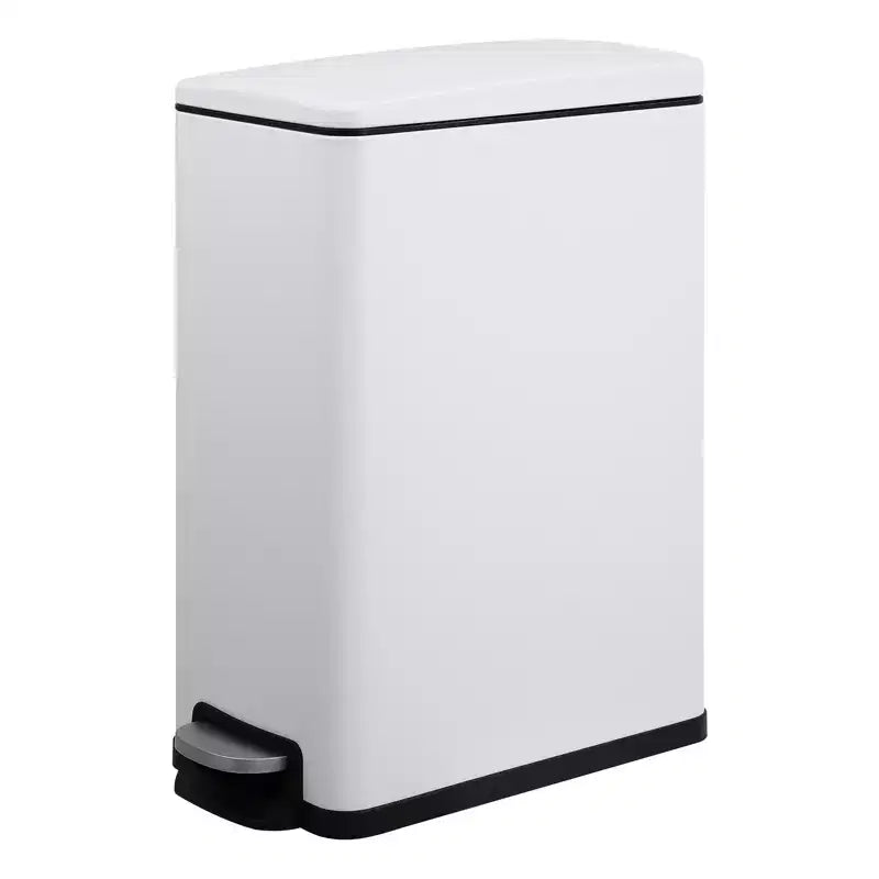 Poubelle de cuisine fine en acier inoxydable, à pédale avec couvercle à fermeture douce – Seau intérieur amovible – Poubelle rectangulaire étroite – Maison, Bureau