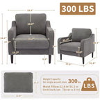 Fauteuil de lecture scandinave en lin pour salon/chambre à coucher, fauteuil individuel confortable pour petits espaces