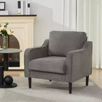 Fauteuil de lecture scandinave en lin pour salon/chambre à coucher, fauteuil individuel confortable pour petits espaces