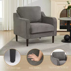 Fauteuil de lecture scandinave en lin pour salon/chambre à coucher, fauteuil individuel confortable pour petits espaces