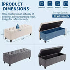 Banc ottoman de rangement extra large de 51 pouces, coffre de bout de lit robuste de 300 kg avec revêtement capitonné et charnière de sécurité pour chambre, entrée et salon