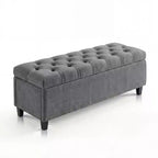 Banc ottoman de rangement extra large de 51 pouces, coffre de bout de lit robuste de 300 kg avec revêtement capitonné et charnière de sécurité pour chambre, entrée et salon