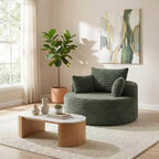 Fauteuil rond FurnitureR, chaise d'appoint en velours côtelé avec assise profonde, canapé simple moderne confortable pour salon, chambre à coucher, appartement