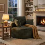 Fauteuil rond FurnitureR, chaise d'appoint en velours côtelé avec assise profonde, canapé simple moderne confortable pour salon, chambre à coucher, appartement