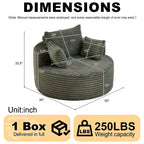 Fauteuil rond FurnitureR, chaise d'appoint en velours côtelé avec assise profonde, canapé simple moderne confortable pour salon, chambre à coucher, appartement