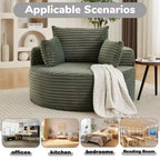 Fauteuil rond FurnitureR, chaise d'appoint en velours côtelé avec assise profonde, canapé simple moderne confortable pour salon, chambre à coucher, appartement