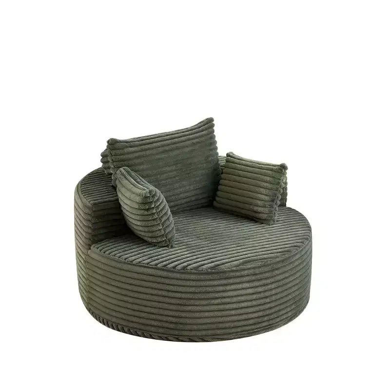 Fauteuil rond FurnitureR, chaise d'appoint en velours côtelé avec assise profonde, canapé simple moderne confortable pour salon, chambre à coucher, appartement
