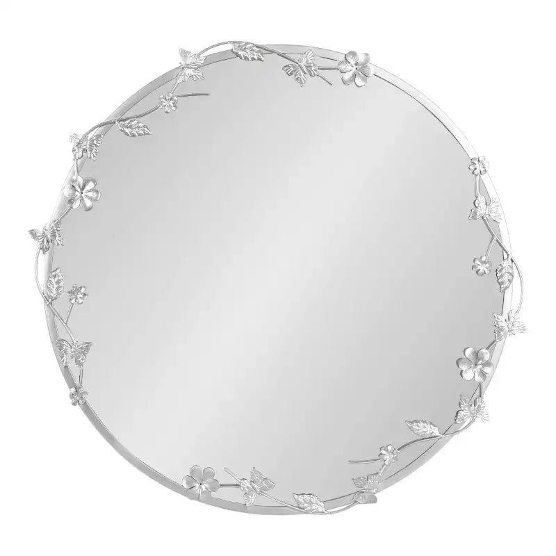 Miroir mural floral Kate et Laurel Rosella en métal, argent, 26x26