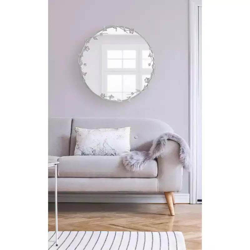 Miroir mural floral Kate et Laurel Rosella en métal, argent, 26x26