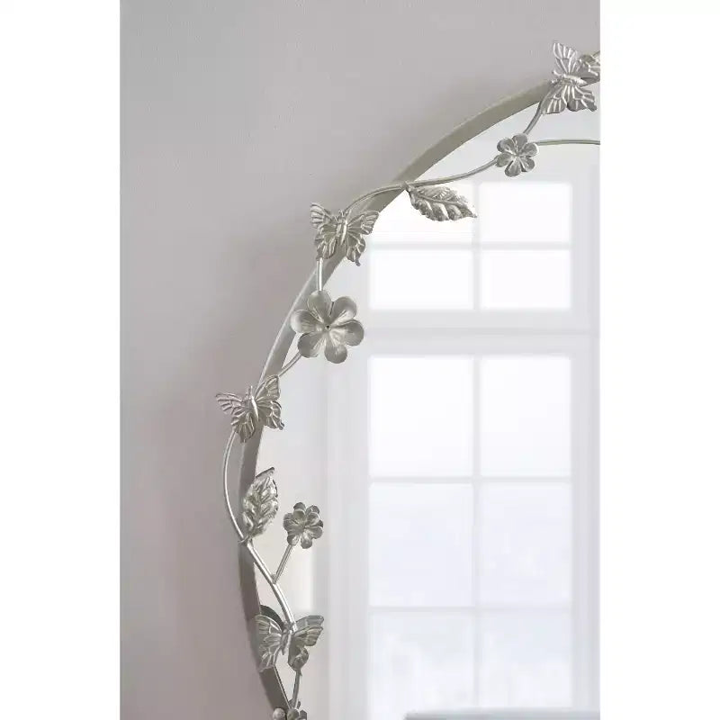Miroir mural floral Kate et Laurel Rosella en métal, argent, 26x26