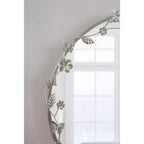 Miroir mural floral Kate et Laurel Rosella en métal, argent, 26x26