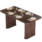 Spacious 62 Modern Dining Table for 6-8  Rectangular Black Walnut Tabletop  Sturdy Pedestal Legs  Ideal for Kitchen, Dining Room, or Conference