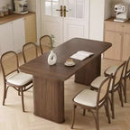 Grande table à manger moderne de 62 po pour 6 à 8 personnes, plateau rectangulaire en noyer noir, pieds piédestal robustes, idéale pour la cuisine, la salle à manger ou les conférences.