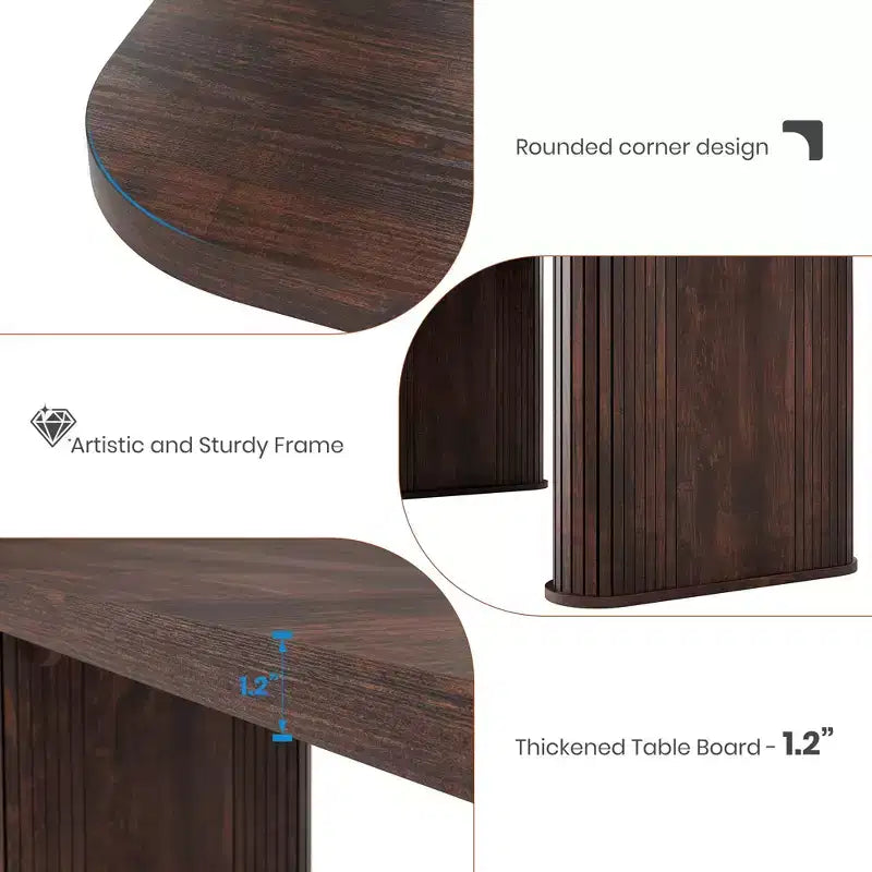 Grande table à manger moderne de 62 po pour 6 à 8 personnes, plateau rectangulaire en noyer noir, pieds piédestal robustes, idéale pour la cuisine, la salle à manger ou les conférences.