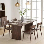 Grande table à manger moderne de 62 po pour 6 à 8 personnes, plateau rectangulaire en noyer noir, pieds piédestal robustes, idéale pour la cuisine, la salle à manger ou les conférences.