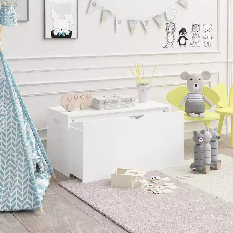 JVNOXK Organisateur de Rangement de Jouets pour Enfants avec Tiroir Coulissant, Coffre à Jouets en Bois avec Roues, Grand Bac de Rangement Amovible pour Crèche Salle de Jeux Chambre à Coucher