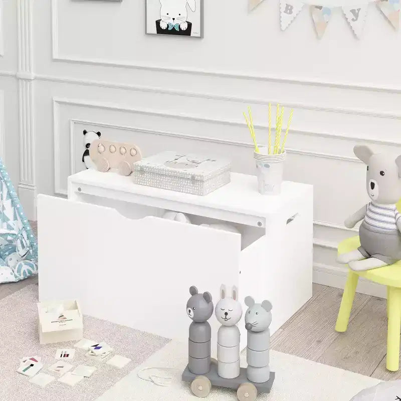 JVNOXK Organisateur de Rangement de Jouets pour Enfants avec Tiroir Coulissant, Coffre à Jouets en Bois avec Roues, Grand Bac de Rangement Amovible pour Crèche Salle de Jeux Chambre à Coucher
