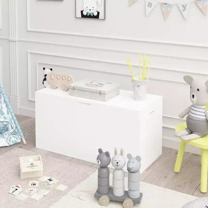 JVNOXK Organisateur de Rangement de Jouets pour Enfants avec Tiroir Coulissant, Coffre à Jouets en Bois avec Roues, Grand Bac de Rangement Amovible pour Crèche Salle de Jeux Chambre à Coucher