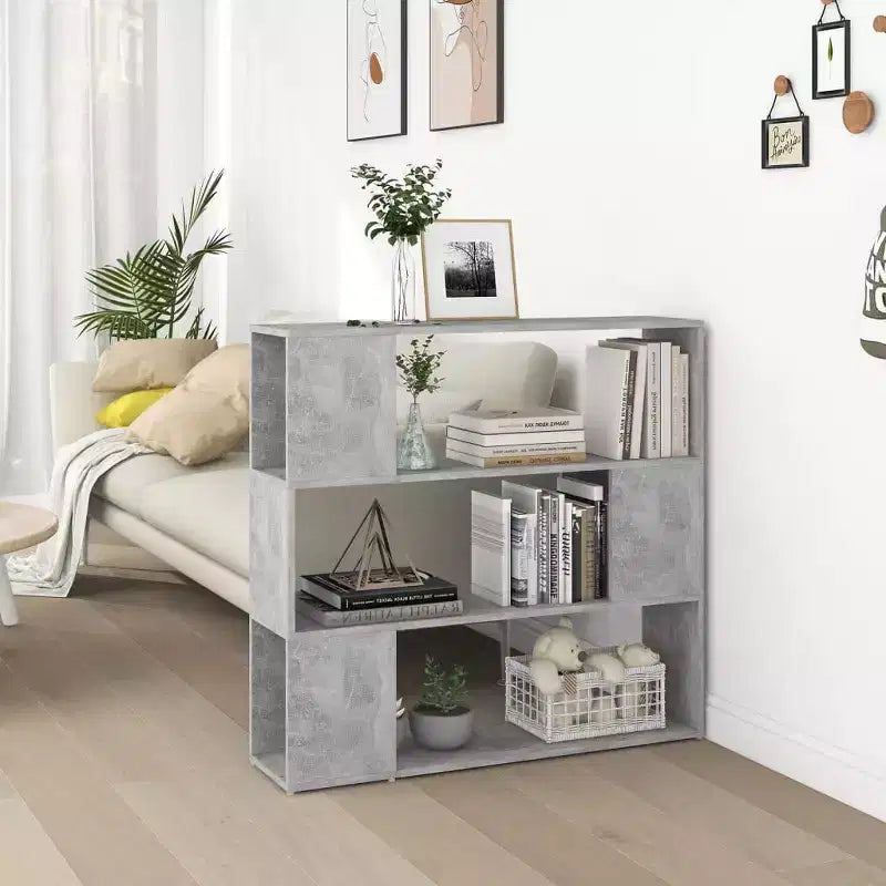 vidaXL Bibliothèque Meuble de séparation Gris béton Bois d'ingénierie Moyen