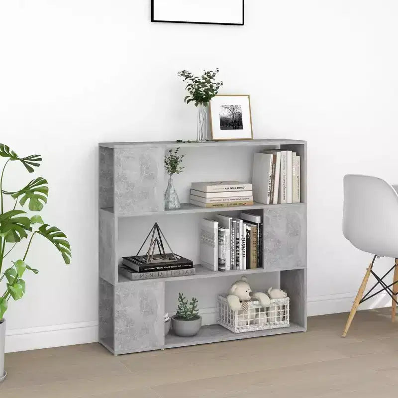 vidaXL Bibliothèque Meuble de séparation Gris béton Bois d'ingénierie Moyen