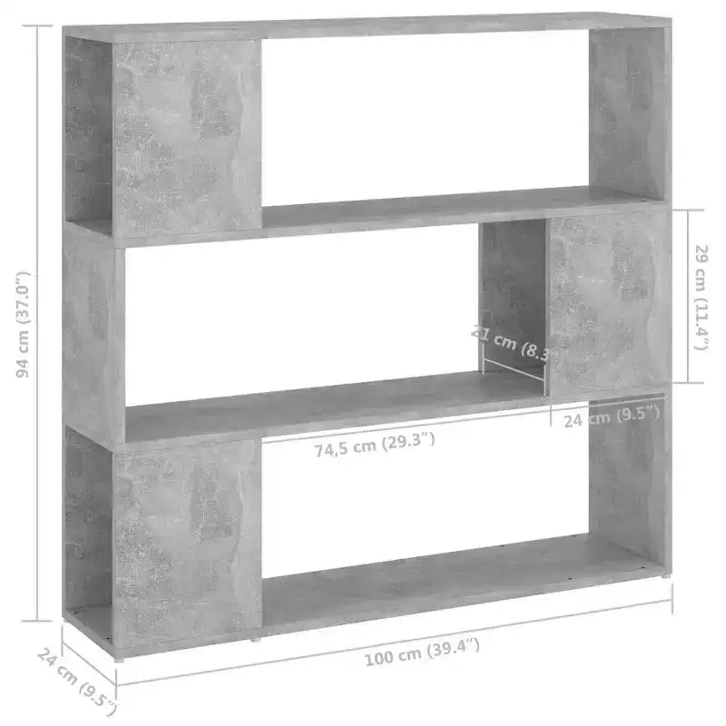 vidaXL Bibliothèque Meuble de séparation Gris béton Bois d'ingénierie Moyen