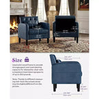 TYBOATLE Fauteuil d'appoint du milieu du siècle en similicuir avec rangement dissimulé, fauteuil capitonné avec poches latérales et coussin lombaire pour salon, bureau